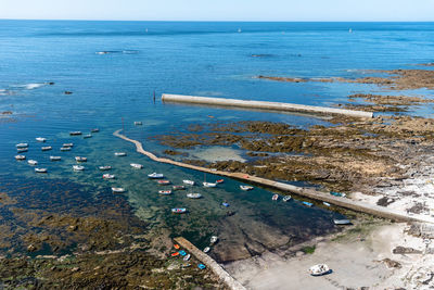 High angle view of beach against sky