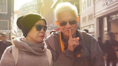 Portrait of couple with sunglasses
