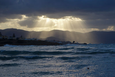 Panoramic view of sea against sky during sunset