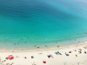 High angle view of people on beach