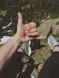 Low section of people on hand