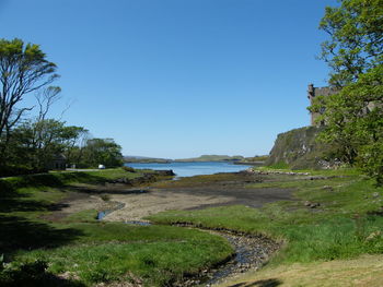 Scenic view of sea against clear sky