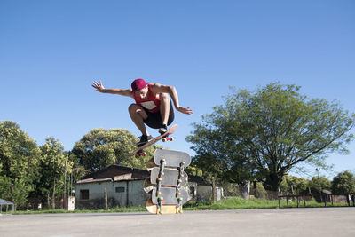 Skateboarder doing a big ollie