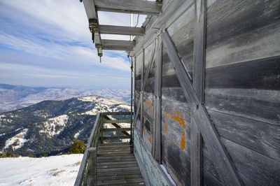 Fire lookout tower in the mountains
