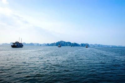 Boat sailing in sea