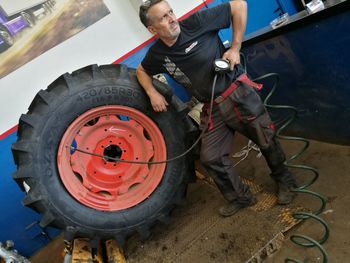 Man working in bus