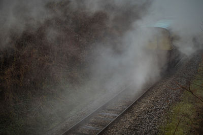 Smoke emitting from train