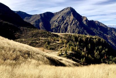 Scenic view of mountains against sky