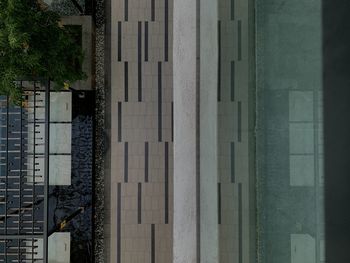 High angle view of building seen through window