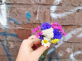 Close-up of hand holding flower