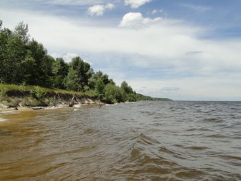 Scenic view of beach and sea against sky