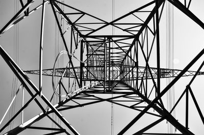 Low angle view of electricity pylon against sky