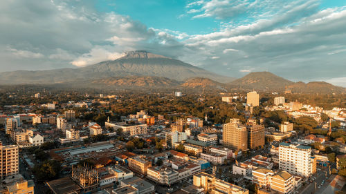 Aerial view of the arusha city, tanzania