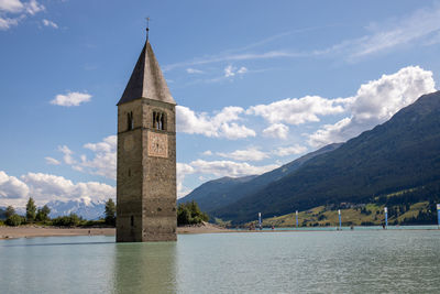 Famous submerged bell tower of lake resia - curom