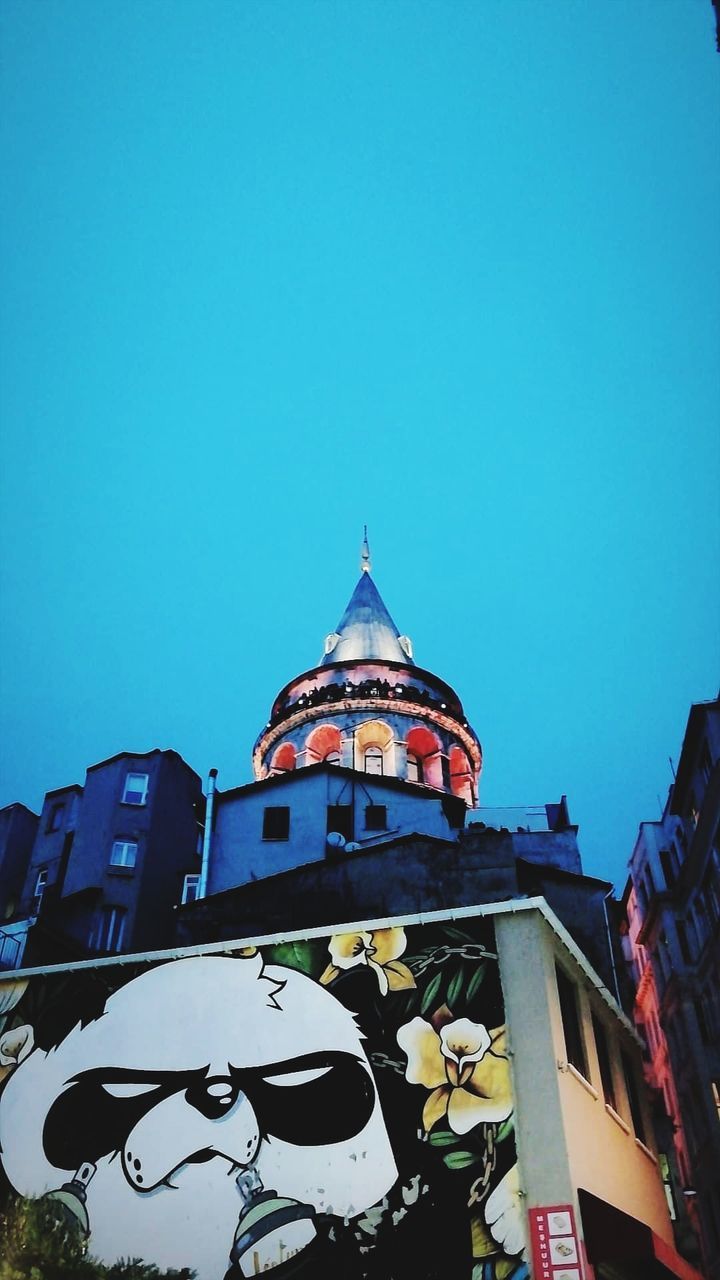 architecture, built structure, sky, building exterior, clear sky, building, low angle view, blue, copy space, nature, religion, no people, belief, dome, place of worship, spirituality, city, day, outdoors, history