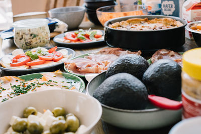 High angle view of food on table