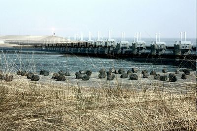 Scenic view of sea against clear sky