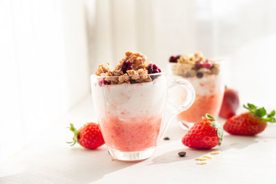 Close-up of dessert on table