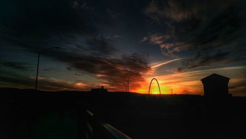Silhouette of landscape against cloudy sky