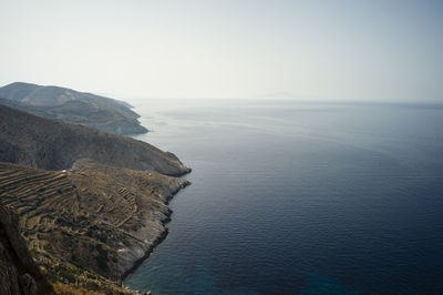 Scenic view of sea against clear sky, folegandros, greece