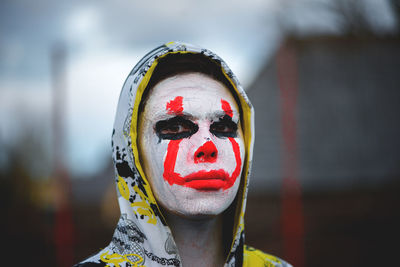Close-up of boy with face paint