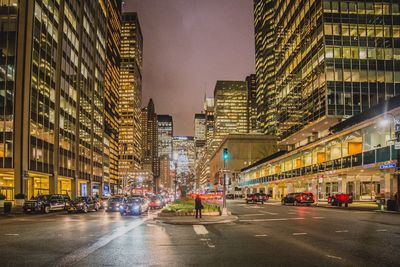 View of city street at night