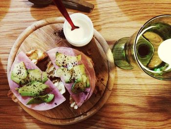 Close-up of food on wooden table