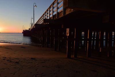 View of beach at sunset