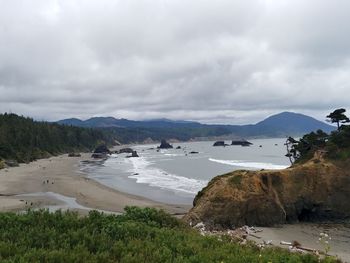 Scenic view of beach against sky