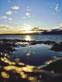 Scenic view of sea against sky during sunset