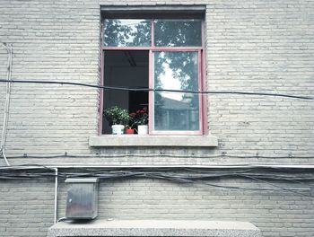 Low angle view of building window