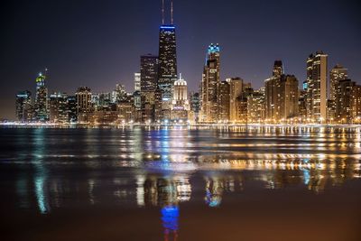 Illuminated city at night