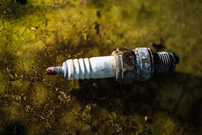 High angle view of rusty metal