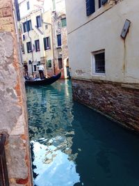 View of canal along built structures