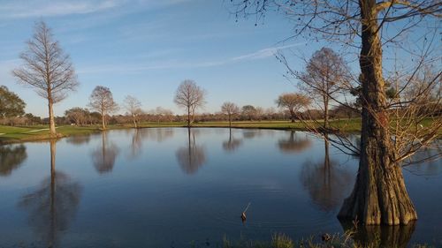 Scenic view of lake against sky