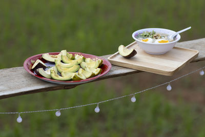 Close-up of food on table