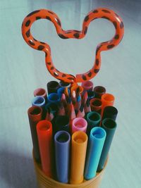 Colorful objects on colorful wall