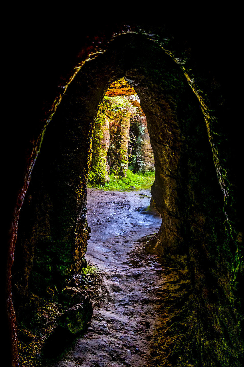 cave, darkness, arch, architecture, no people, night, reflection, tunnel, nature, water, light, the way forward, built structure, outdoors, plant, land, history