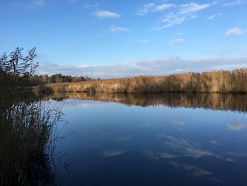 Scenic view of lake against sky