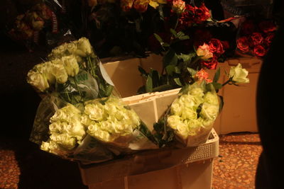 Close-up of rose bouquet in market