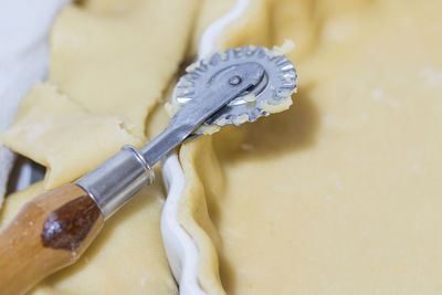 High angle view of ice cream on table