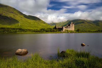 Scenic view of lake against sky