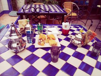 Close-up of drink served on table