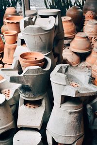 Close-up of pots