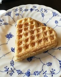 High angle view of cake slice in plate