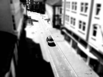 High angle view of cars on city street