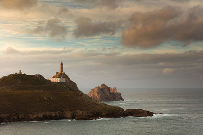 View of cape vilan and its lighthouse at sunset