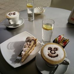 Close-up of coffee cup on table