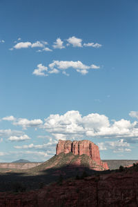 Rock formations on landscape against sky