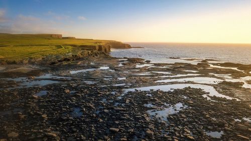 Scenic view of sea against clear sky